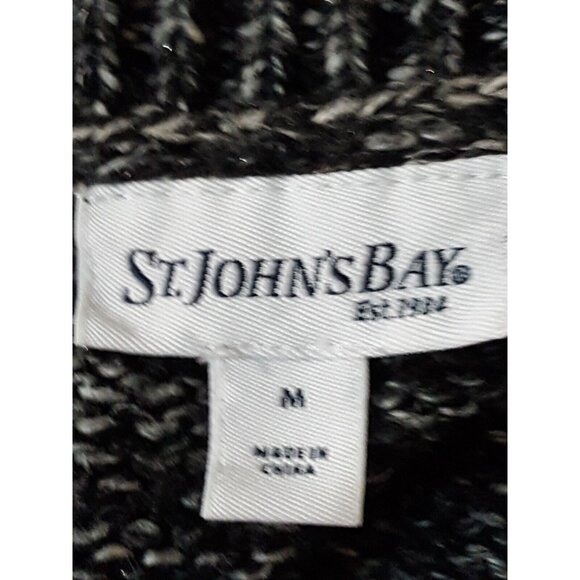 St. John's Bay Womens Sweater Medium Black Long Sleeve Metallic Knit Pullover - Picture 7 of 8